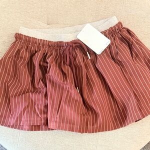 Striped Rust Drawstring Skater Skort